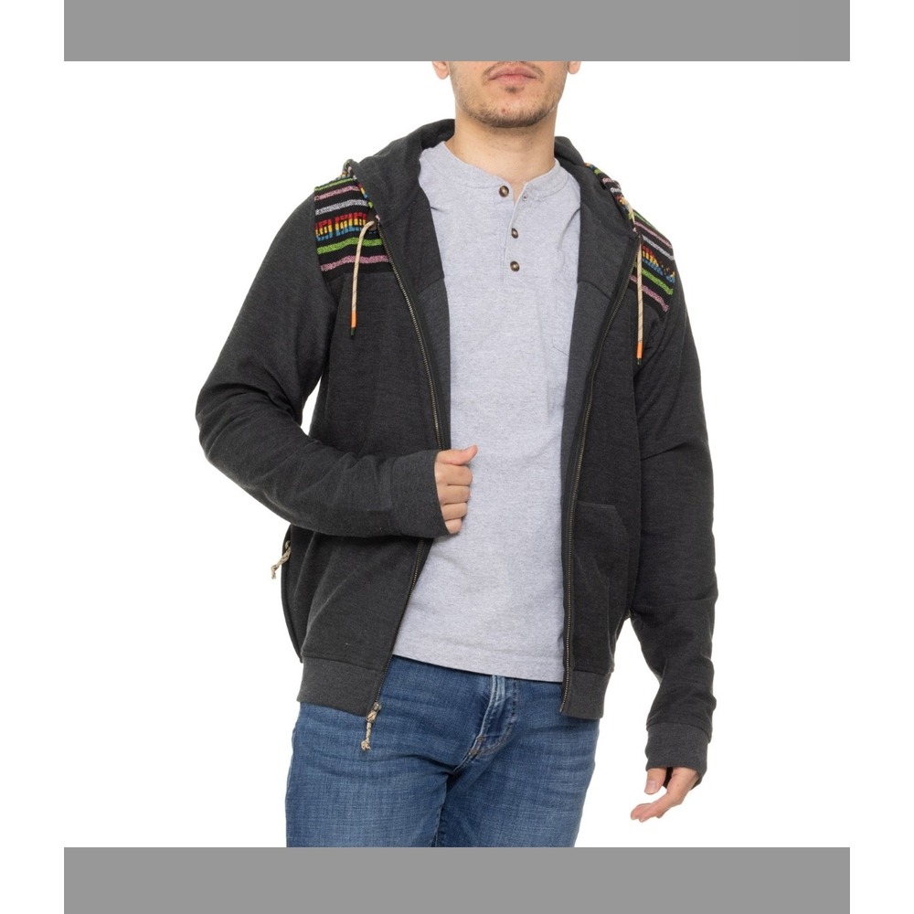 Howler Brothers Shaman‎ Hoodie Charcoal Heather M Southwest Trim Zip NWT